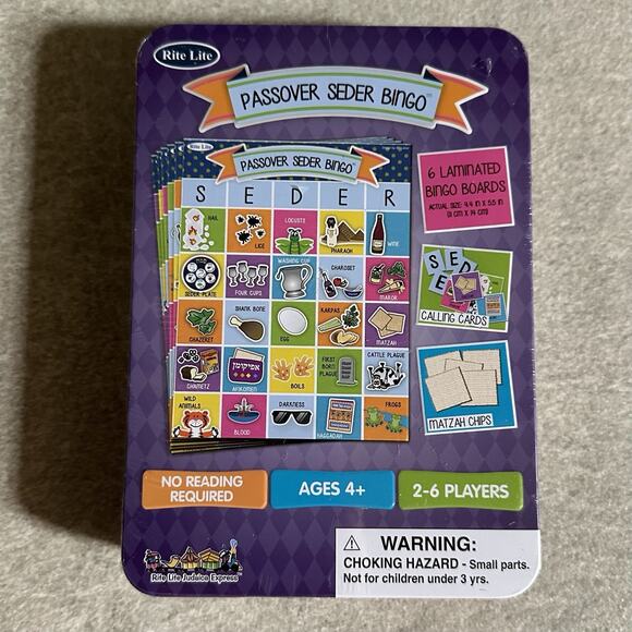 NEW Passover Seder Bingo Game Ages 4+ 2-6 Players W/ Storage Tin - Picture 2 of 3